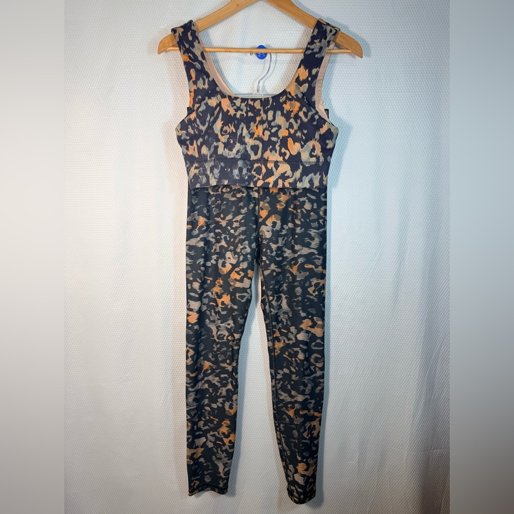 Fabletics Leopard Print Athletic Jumpsuit in Black and Brown